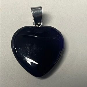 Heart Shaped Purple Agate Pendant Necklace